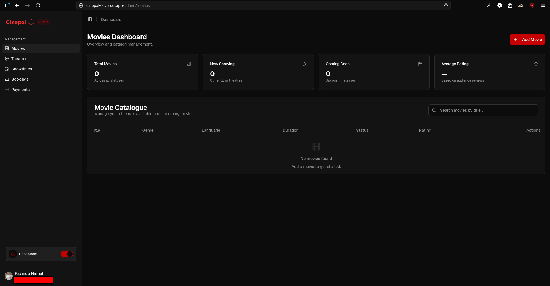 CinePal Admin Dashboard